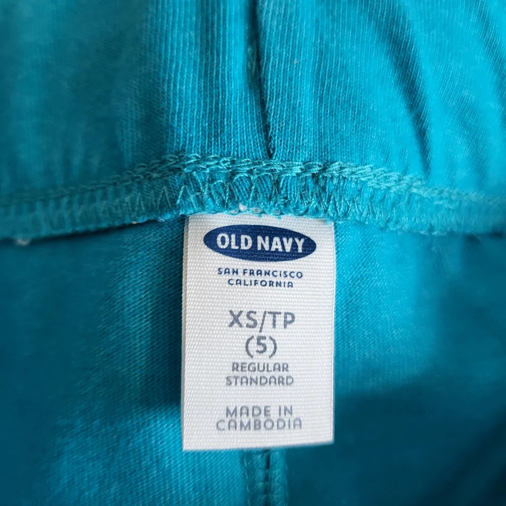 Old Navy Girls Teal White Dolphin-Hem Jersey‎ Cheer Drawstring Shorts XS/5 New